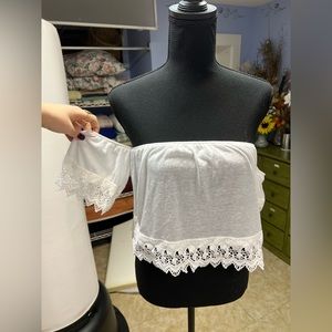 White off the shoulder boho crop top